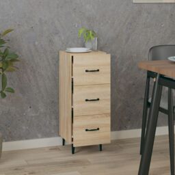 Berkfield Home Sideboard Sonoma Oak 34.5x34x90 cm Engineered Wood in Brown - thumbnail 3