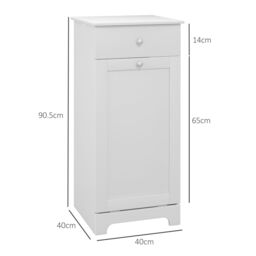 HOMCOM Bathroom Storage Cabinet with Foldable Laundry Hamper & Drawer in White - thumbnail 3