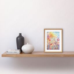"Artery8 Wall Art Print Lace Pattern Flowers Multicoloured Folk Art Watercolour Painting Artwork Framed 9X7 Inch in Beige - Size: W7"" x H9""" - thumbnail 2
