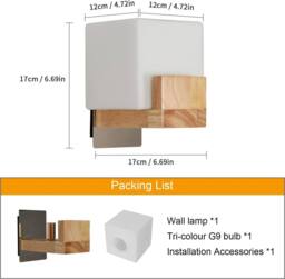 Goeco Wall Light, Modern Wood & Glass Wall Lamp, Creative Square Design in Natural - thumbnail 6