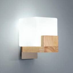 Goeco Wall Light, Modern Wood & Glass Wall Lamp, Creative Square Design in Natural
