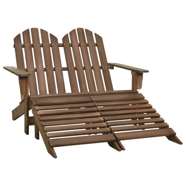 Berkfield Home 2-Seater Garden Adirondack Chair&Ottoman Fir Wood Brown - image 1