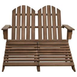 Berkfield Home 2-Seater Garden Adirondack Chair&Ottoman Fir Wood Brown - thumbnail 2