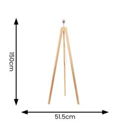 ValueLights Jackson Natural Wood Tripod Floor Lamp with Fabric Lamp Shade in White - thumbnail 4