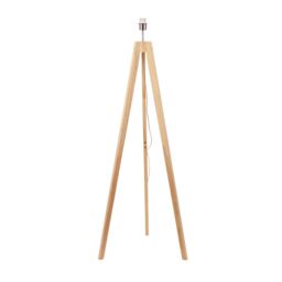 ValueLights Jackson Natural Wood Tripod Floor Lamp with Fabric Lamp Shade in White - thumbnail 2