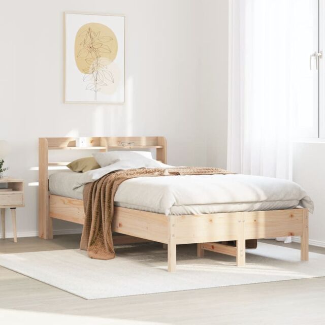 Berkfield Home Bed Frame without Mattress 75x190 cm Small Single Solid Wood Pine in Brown - image 1