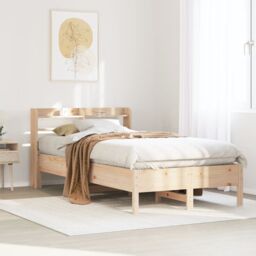 Berkfield Home Bed Frame without Mattress 75x190 cm Small Single Solid Wood Pine in Brown - thumbnail 1
