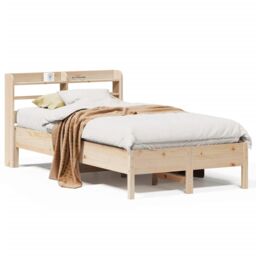 Berkfield Home Bed Frame without Mattress 75x190 cm Small Single Solid Wood Pine in Brown - thumbnail 2