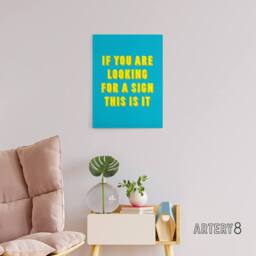 "Artery8 If You Are Looking For A Sign Modern Blue Canvas Wall Art Print - Size: W12"" x H16""" - thumbnail 3
