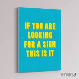 "Artery8 If You Are Looking For A Sign Modern Blue Canvas Wall Art Print - Size: W12"" x H16""" - thumbnail 2