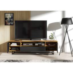 Mex Furniture LTD TV Unit Rift Loft 200cm - Dark Oak & Black in Dark Brown - thumbnail 6