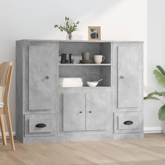 Berkfield Home Highboards 3 pcs Concrete Grey Engineered Wood - image 1