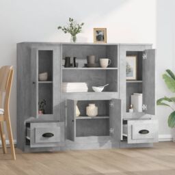 Berkfield Home Highboards 3 pcs Concrete Grey Engineered Wood - thumbnail 3