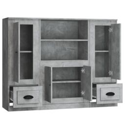 Berkfield Home Highboards 3 pcs Concrete Grey Engineered Wood - thumbnail 6