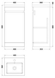 Balterley 400mm Floor Standing 1 Door Unit with Polymarble Basin - Light Oak in Brown - thumbnail 2