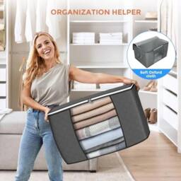 KORVIXA 8 Pack 90L Storage Bags Zipped in Dark Grey - Size: 500mm - thumbnail 3