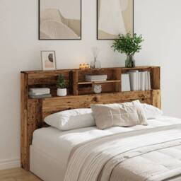 Berkfield Home Headboard Cabinet Old Wood 180x19x103.5 cm Engineered Wood in Brown - thumbnail 3