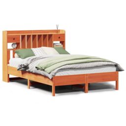 Berkfield Home Bookcase Bed without Mattress Wax Brown 160x200 cm Solid Wood Pine - thumbnail 2