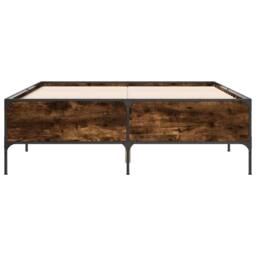 Berkfield Home Bed Frame without Mattress Smoked Oak 140x200 cm in Brown - thumbnail 4