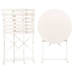 Wyld and Coco 3 Piece Off-White Metal Folding Bistro Set in White - thumbnail 9