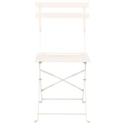 Wyld and Coco 3 Piece Off-White Metal Folding Bistro Set in White - thumbnail 5