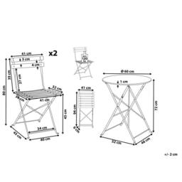Wyld and Coco 3 Piece Off-White Metal Folding Bistro Set in White - thumbnail 4