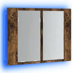 Berkfield Home LED Mirror Cabinet Smoked Oak 60x12x45 cm Engineered Wood in Brown - Size: 60 x 12 x 45 cm - thumbnail 5