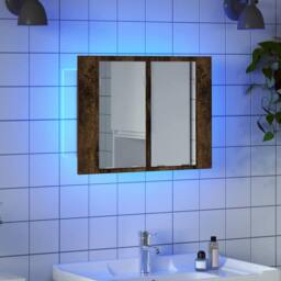 Berkfield Home LED Mirror Cabinet Smoked Oak 60x12x45 cm Engineered Wood in Brown - Size: 60 x 12 x 45 cm - thumbnail 3