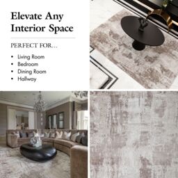London Rug Company Ellie Luxury Modern Short Pile Rug in Stone - Size: 240 cm x 340 cm - thumbnail 5