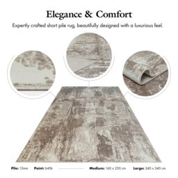 London Rug Company Ellie Luxury Modern Short Pile Rug in Stone - Size: 240 cm x 340 cm - thumbnail 4