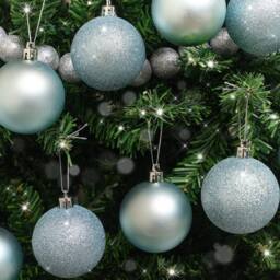 Melody Maison Set Of 10 Mixed Ice Blue Glitter Baubles in Light Blue - thumbnail 4