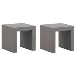 Wyld and Coco Set of 2 Grey Fibre Cement Garden Stools - Industrial Modern - thumbnail 2