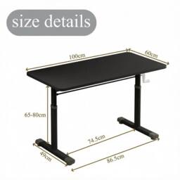 VOGREX Black Marble MDF Hand Crank Height Adjustable Computer Desk - thumbnail 2