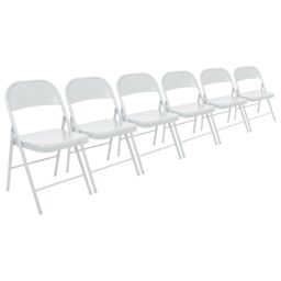 Harbour Housewares Metal Folding Chair - Pack of 6 in White - thumbnail 1