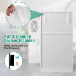 Gymax Bathroom Storage Cabinet 108 cm Linen Storage Cabinet With Doors in White - thumbnail 5