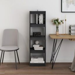 Berkfield Home Book Cabinet Room Divider Grey 40x30x135.5 cm Pinewood - thumbnail 3