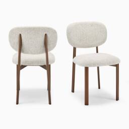 FurnitureboxUK 2x Mirelle Grey / Beige Fabric Dining Chairs Bronze Legs - thumbnail 6