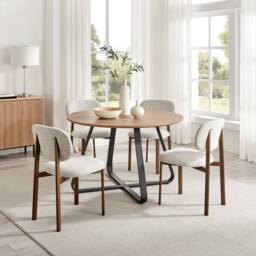 FurnitureboxUK 2x Mirelle Grey / Beige Fabric Dining Chairs Bronze Legs - thumbnail 4
