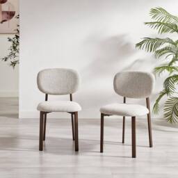 FurnitureboxUK 2x Mirelle Grey / Beige Fabric Dining Chairs Bronze Legs - thumbnail 2