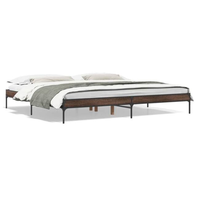 Berkfield Home Bed Frame without Mattress Brown Oak 200x200 cm - image 1