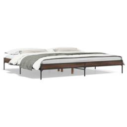 Berkfield Home Bed Frame without Mattress Brown Oak 200x200 cm - thumbnail 1