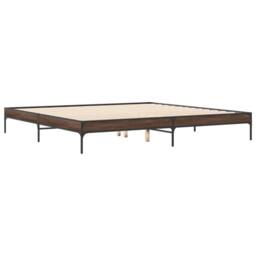 Berkfield Home Bed Frame without Mattress Brown Oak 200x200 cm - thumbnail 6