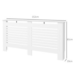 HOMCOM Painted Radiator Cover Wooden Cabinet Shelving Display Horizontal Slats in White - thumbnail 3