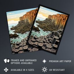 Artery8 The Giants Causeway Artwork Ireland Coastal Cliffs Volcanic Formation Irish Sea Large Wall Unframed Art Poster Print Thick Paper 18X24 Inch - thumbnail 2