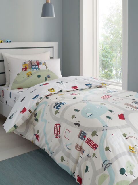 Bianca 'Transport' Cotton Duvet Cover Set in White - Size: Double - image 1