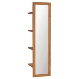 Berkfield Home Wall Mirror with Shelves 30x30x120 cm Solid Teak Wood in Brown - Size: 30 x 30 x 120 cm - thumbnail 2