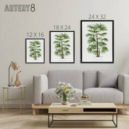 "Artery8 Rhapis Flabelliformis Palm Tree Kerchove Framed Canvas Wall Art Print in White - Size: W12"" x H16""" - thumbnail 4