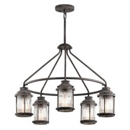 Netlighting Ashland Bay 5 Light Outdoor Chandelier Pendant Lighting Zinc IP44 E27 in Grey