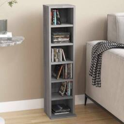 Berkfield Home CD Cabinet Grey Sonoma 21x20x88 cm Engineered Wood - Size: 21 x 20 x 88 cm - thumbnail 2
