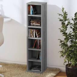 Berkfield Home CD Cabinet Grey Sonoma 21x20x88 cm Engineered Wood - Size: 21 x 20 x 88 cm - thumbnail 3